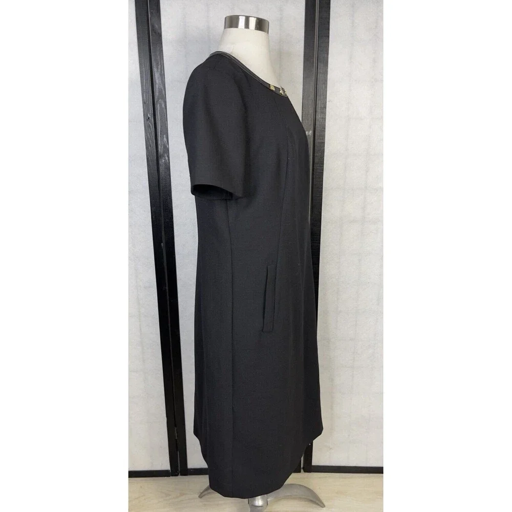 Tory Burch Black Midi Dress with Subtle Gold Trim